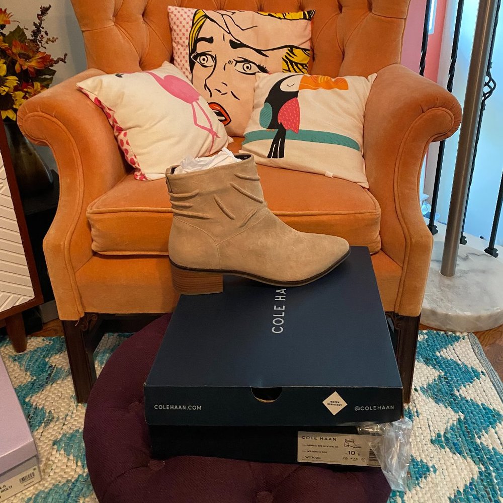 Cole Haan SUEDE Water Resistant Maple Bootie